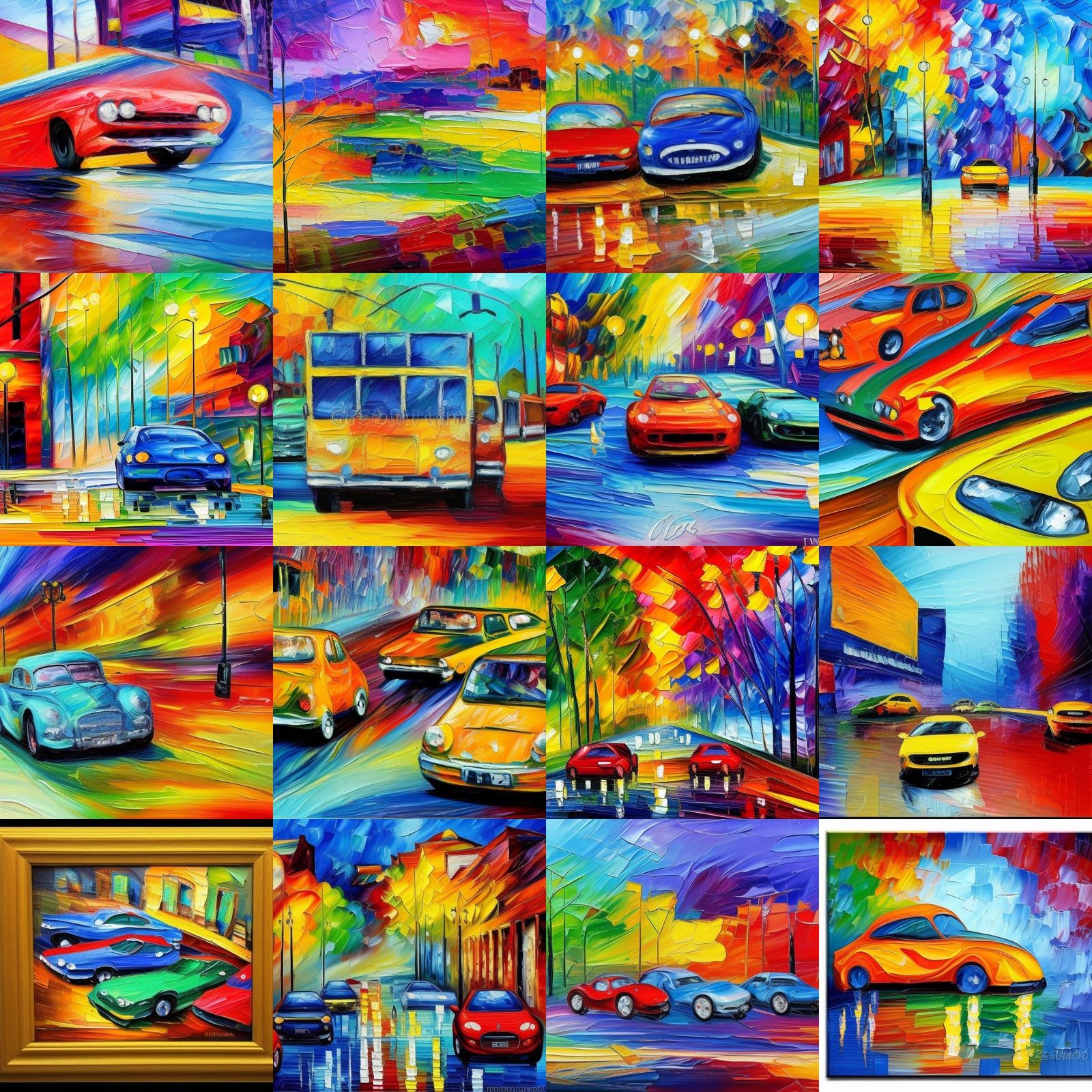 Cars as Expressionist Impasto Oil Painting