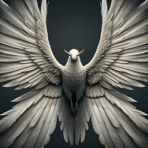 Dramatic Close-Up of Spread Wings: Hyperrealistic Digital Ar...