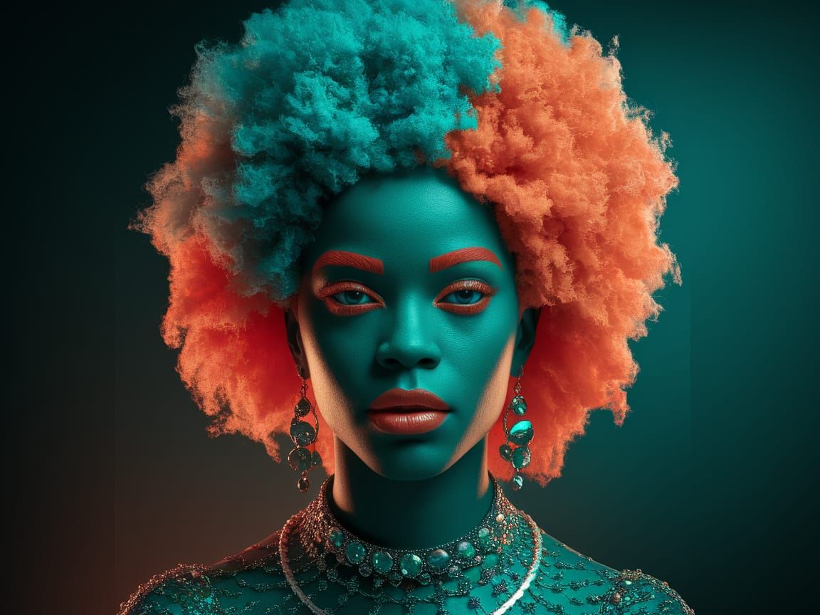 Abstract Portrait with Fiery Celestial Elements