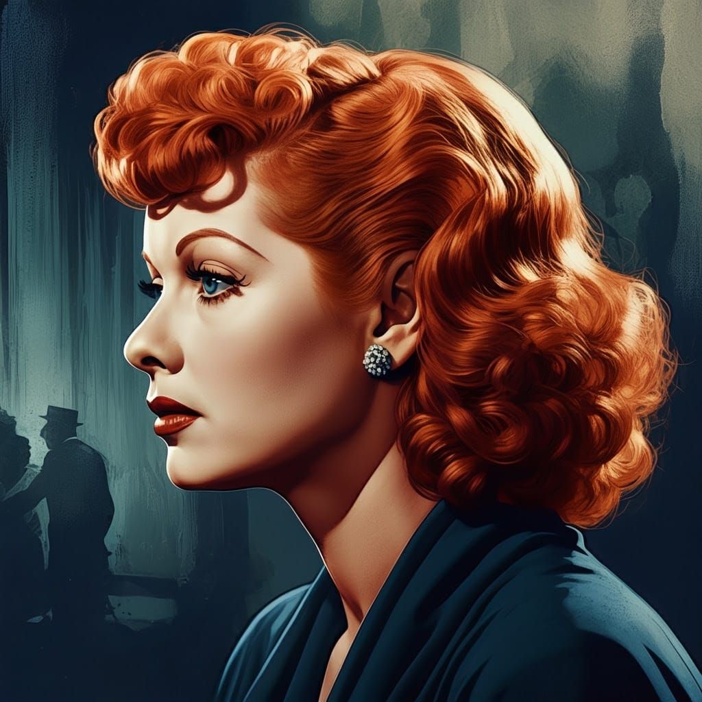 Glamorous 1940s Hollywood Actress in Dramatic Profile