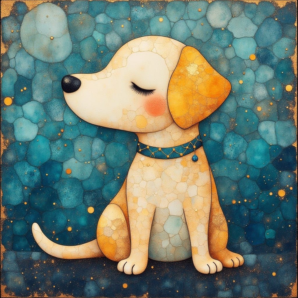 Pastel-Hued Toy Dog in Moody Gradient Background