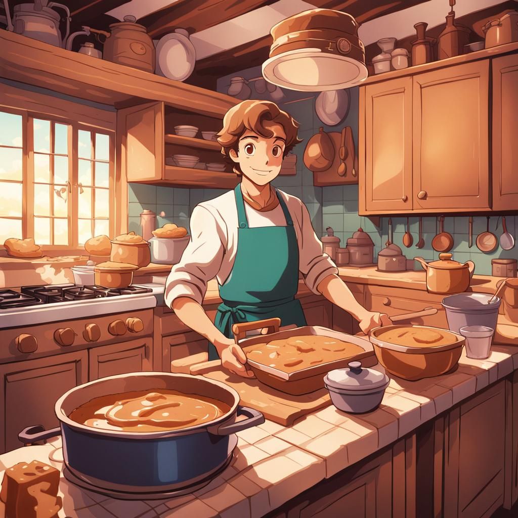 Family Cooking Fudge in Anime Style