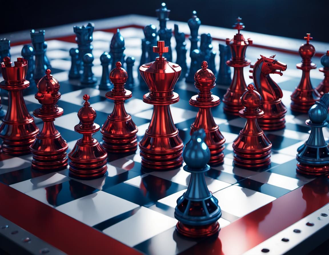 Sci-Fi Chess Game in Space with Metal Pieces