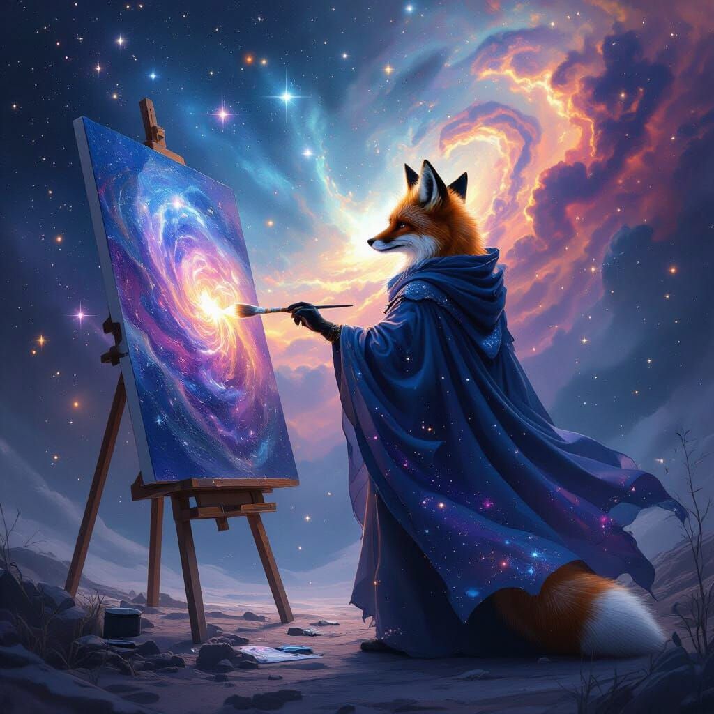 Cosmic Fox Paints a Galaxy into Existence