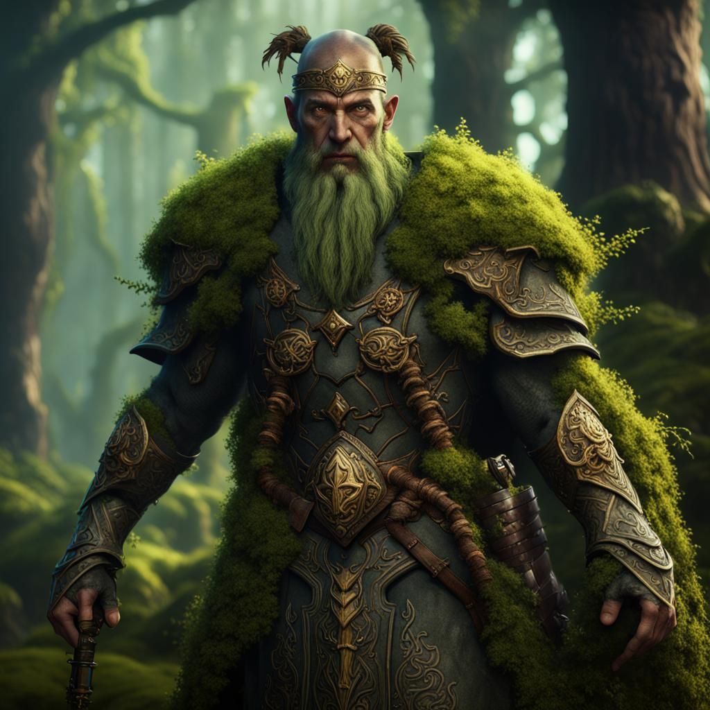 Moss Armored Druid with Glowing Eyes