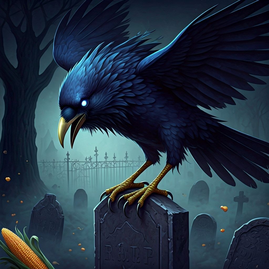 Ravenheart the Crow in Misty Graveyard