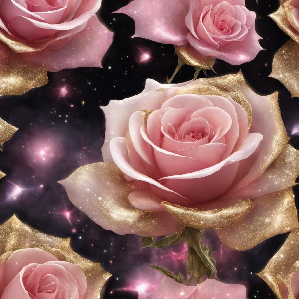 Opening Rose in Galaxy Background