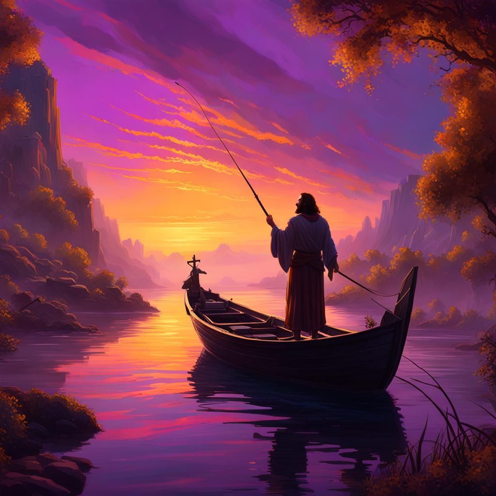 Jesus Fishing: Dark Fantasy Concept Art