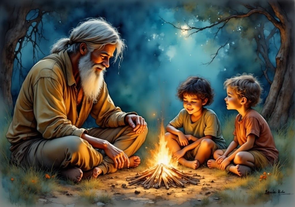 Shepherd's Tales: Grandchildren Around the Campfire