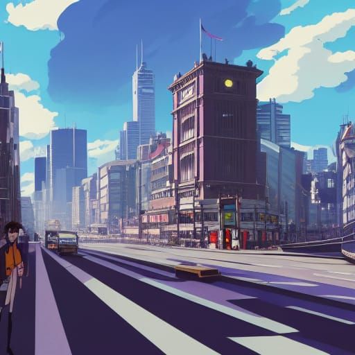 Melbourne 1930s Scene in Studio Ghibli Anime Style