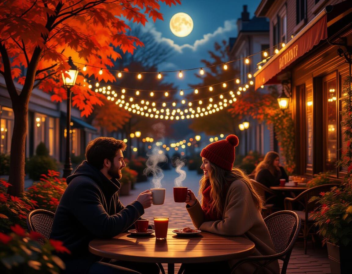 Cozy Autumn Cafe Date Night: Impressionistic Fine Art