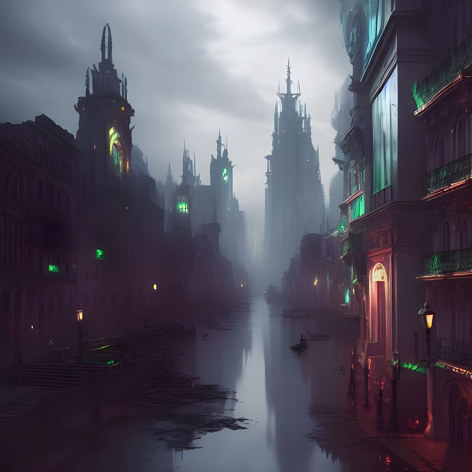 Eerie City of Ash Digital Matte Painting