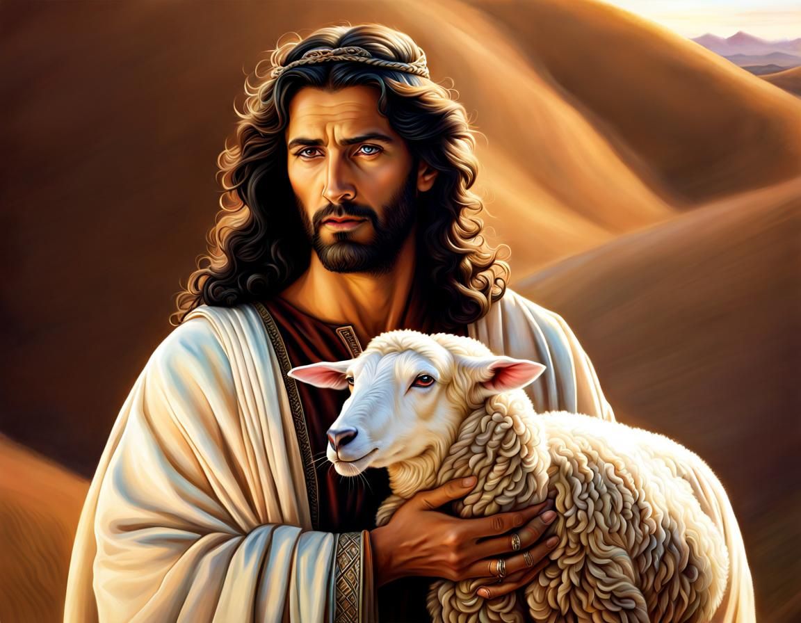 Jesus Christ as Shepherd: Hyperrealistic Fantasy Portrait