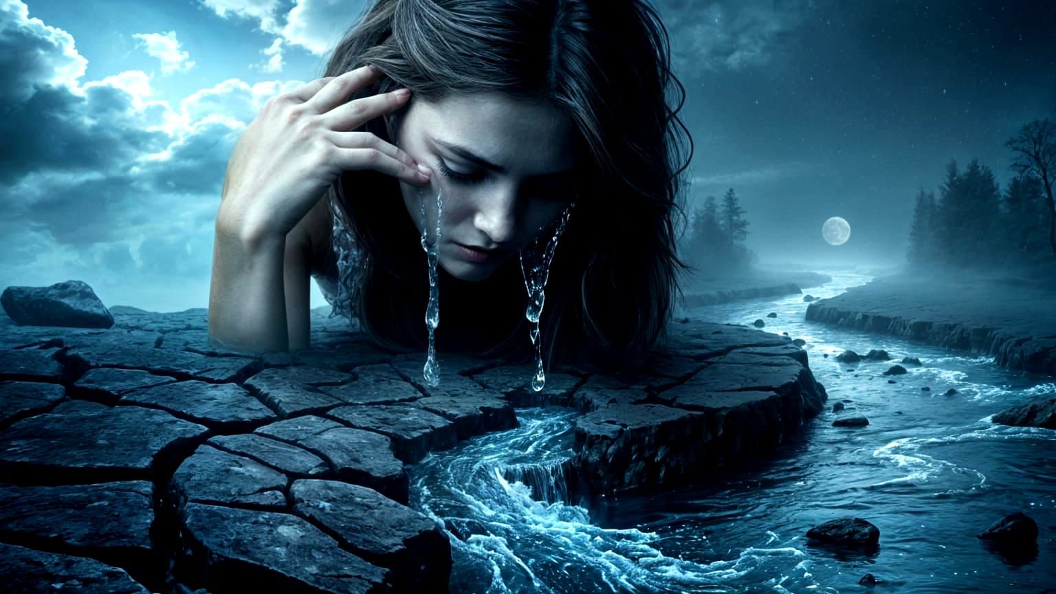 Emotional Surrealism: River of Tears in Dreamscape