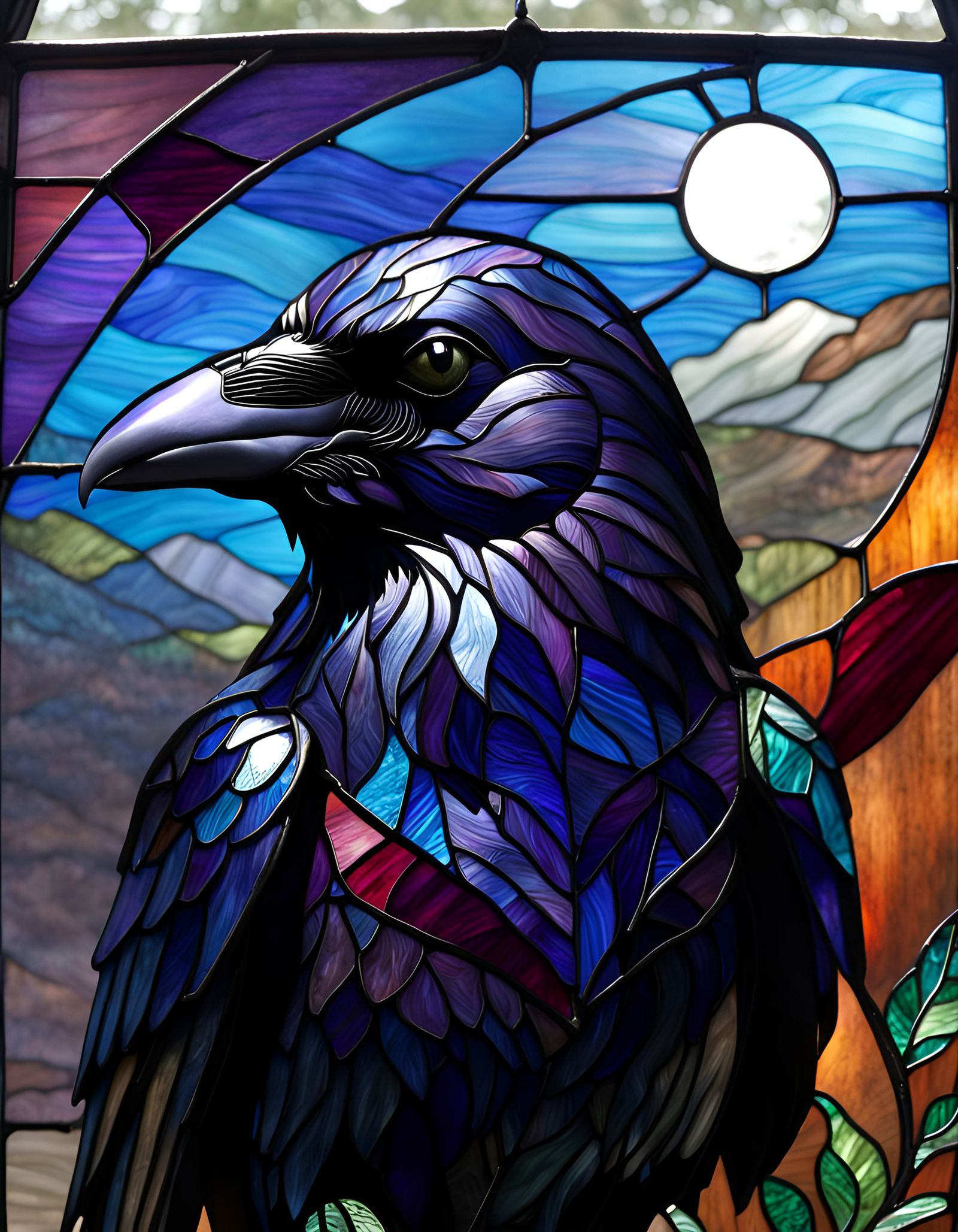 Stained Glass Raven Illustration