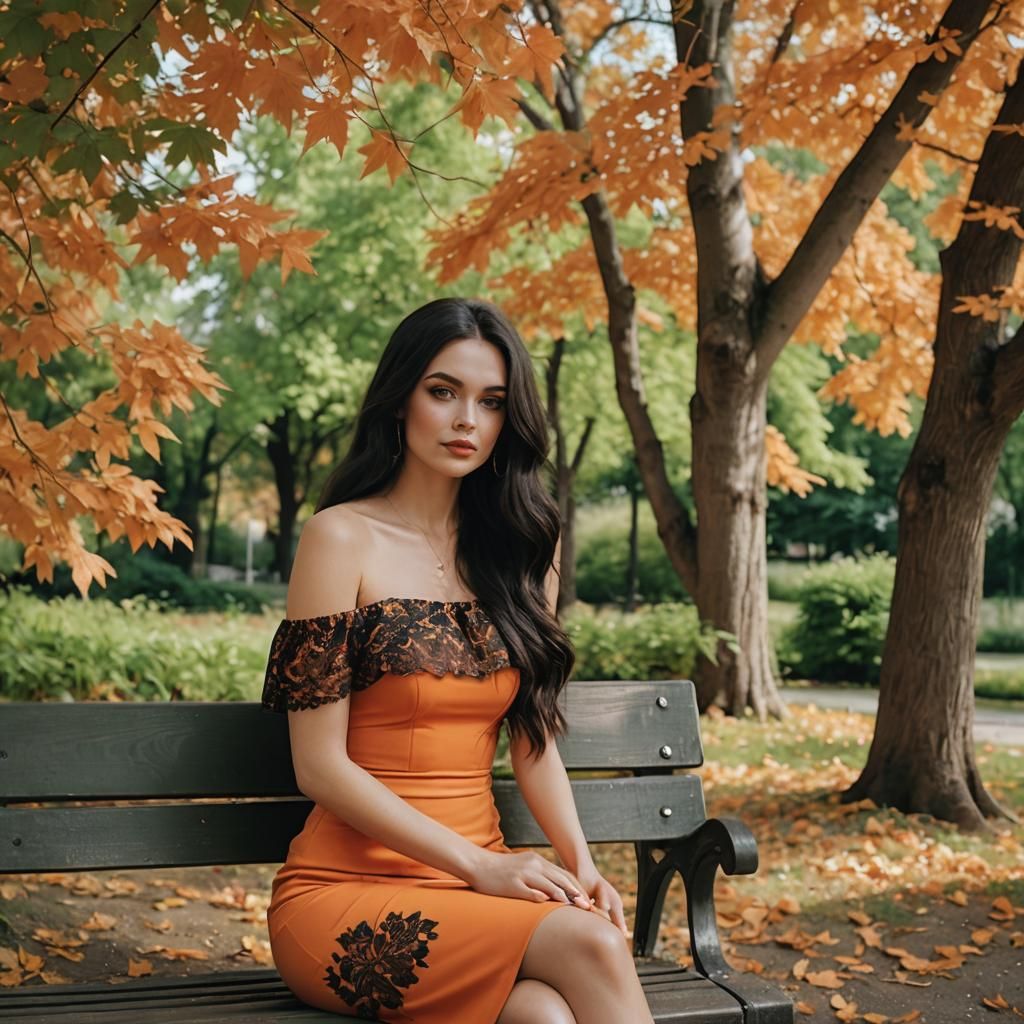 Beautiful Woman Under Maple Tree: Cinematic Film Still