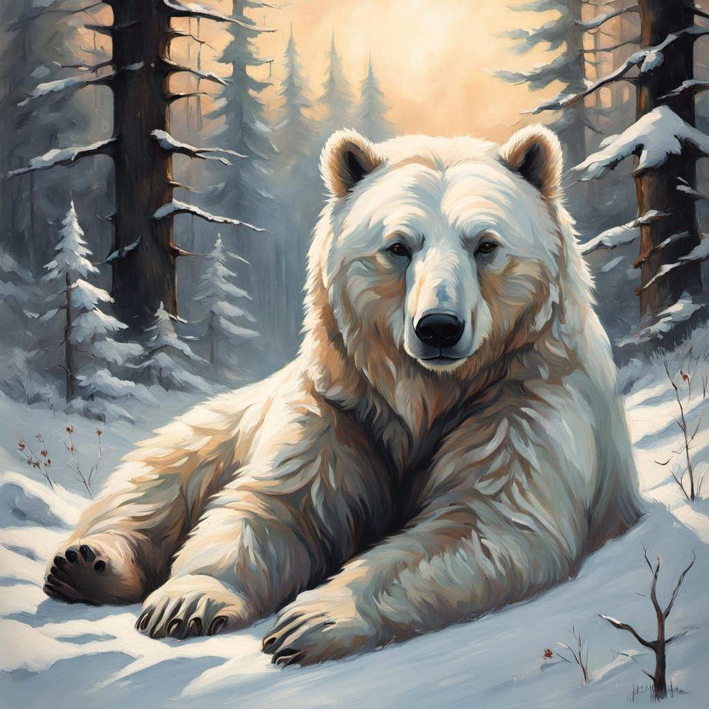 Warm Winter Scene in Impressionistic Oil Painting