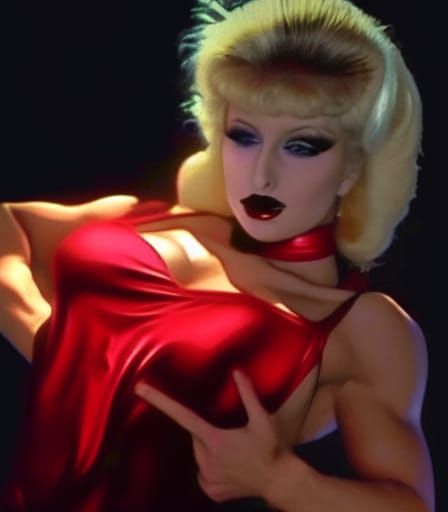 Gothic Bodybuilder in Purple Bikini, Anime Illustration