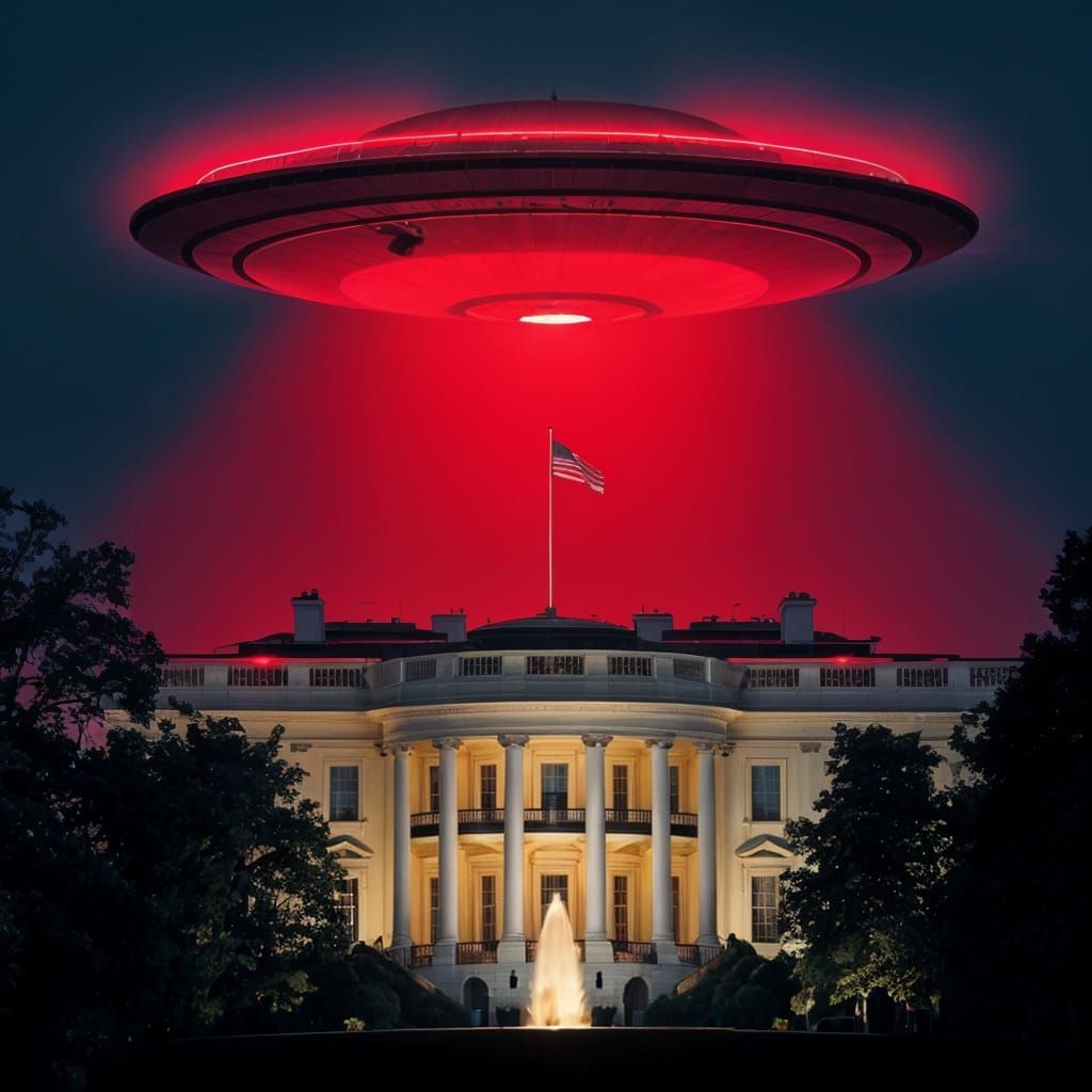 Surreal UFO Illuminates the Darkened White House