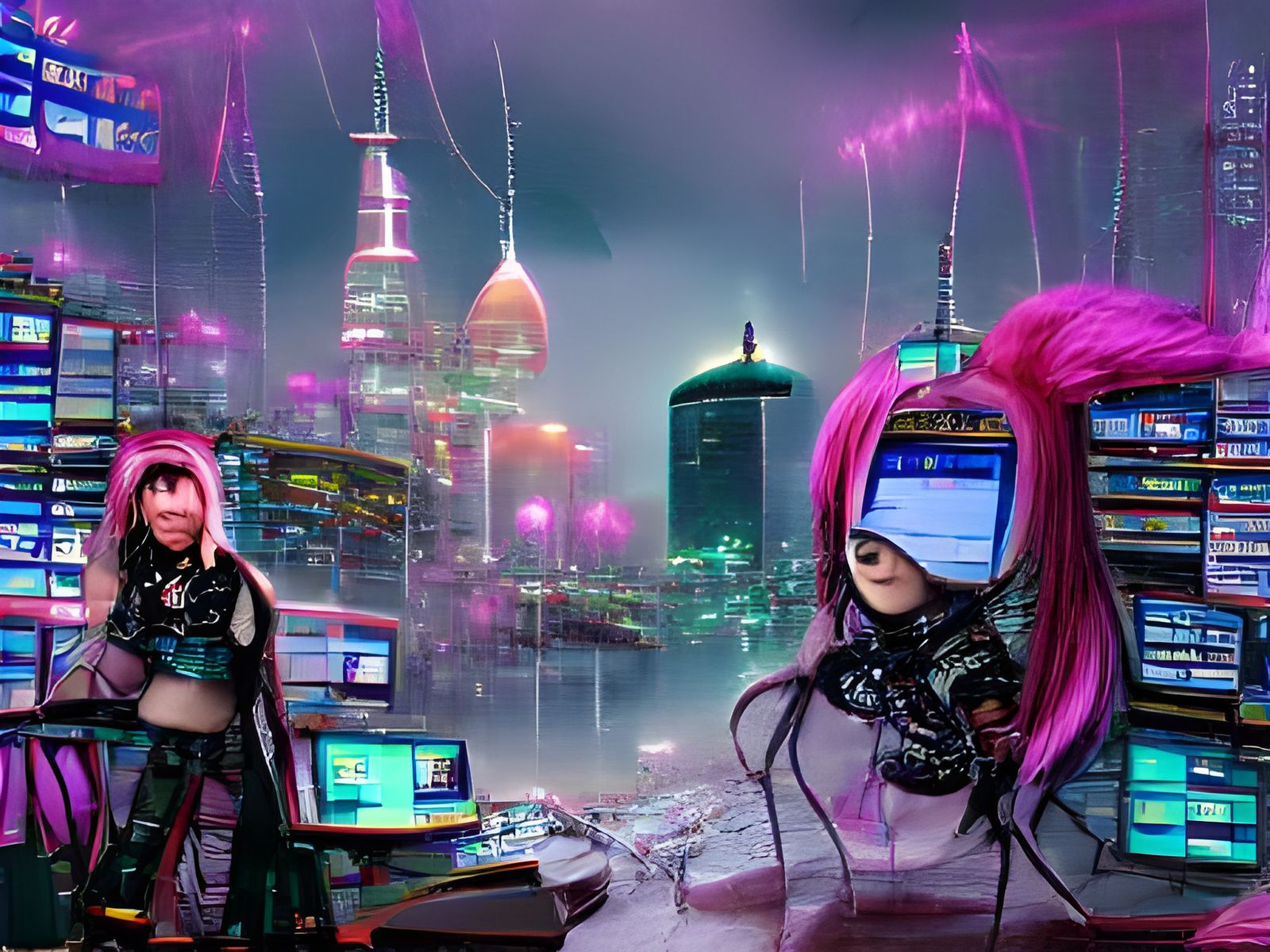 Cyberpunk Christina's World Reimagined