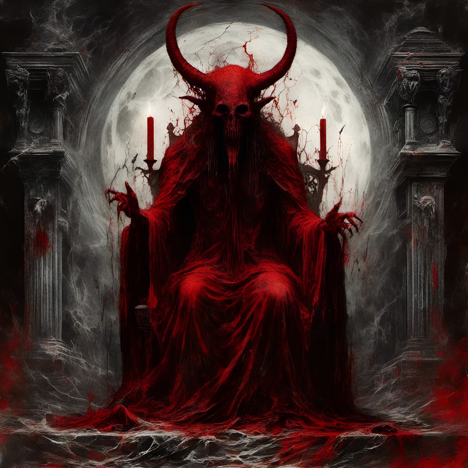 Demonic Purgatory Scene with Satanic Altar