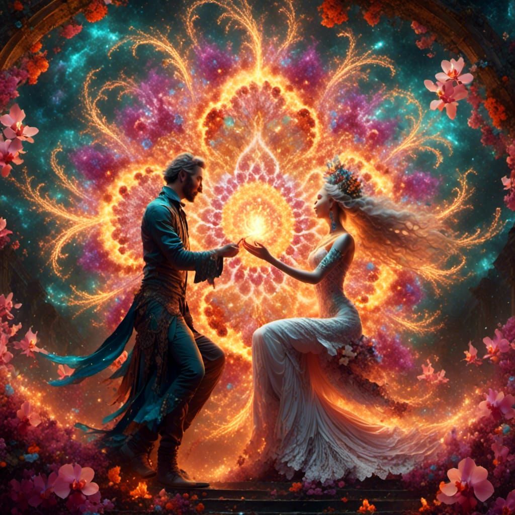 Fire Dancers in Fractal Forest with Fire Galaxies