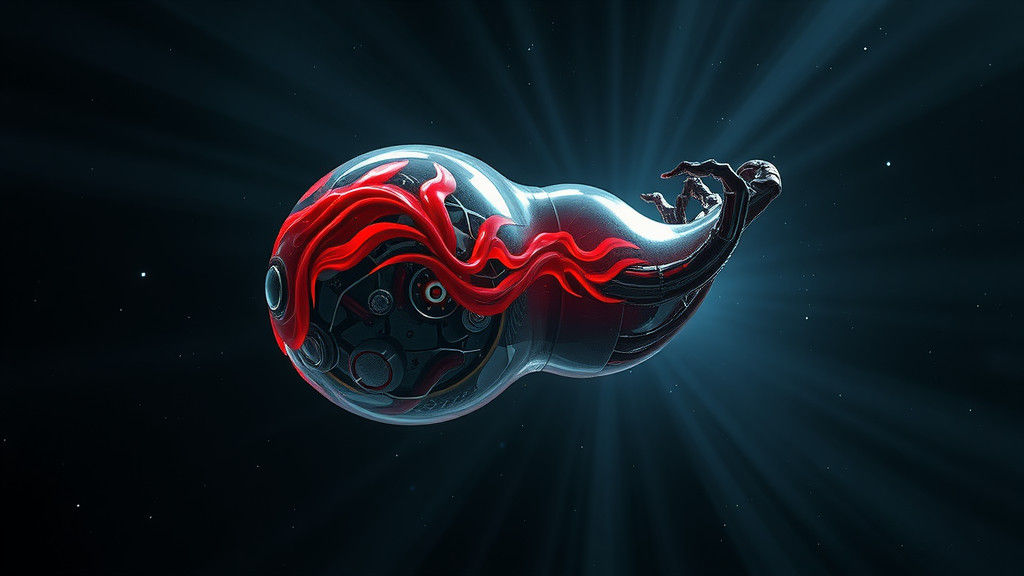 Cyborg Embryo in Cosmic Horror Style
