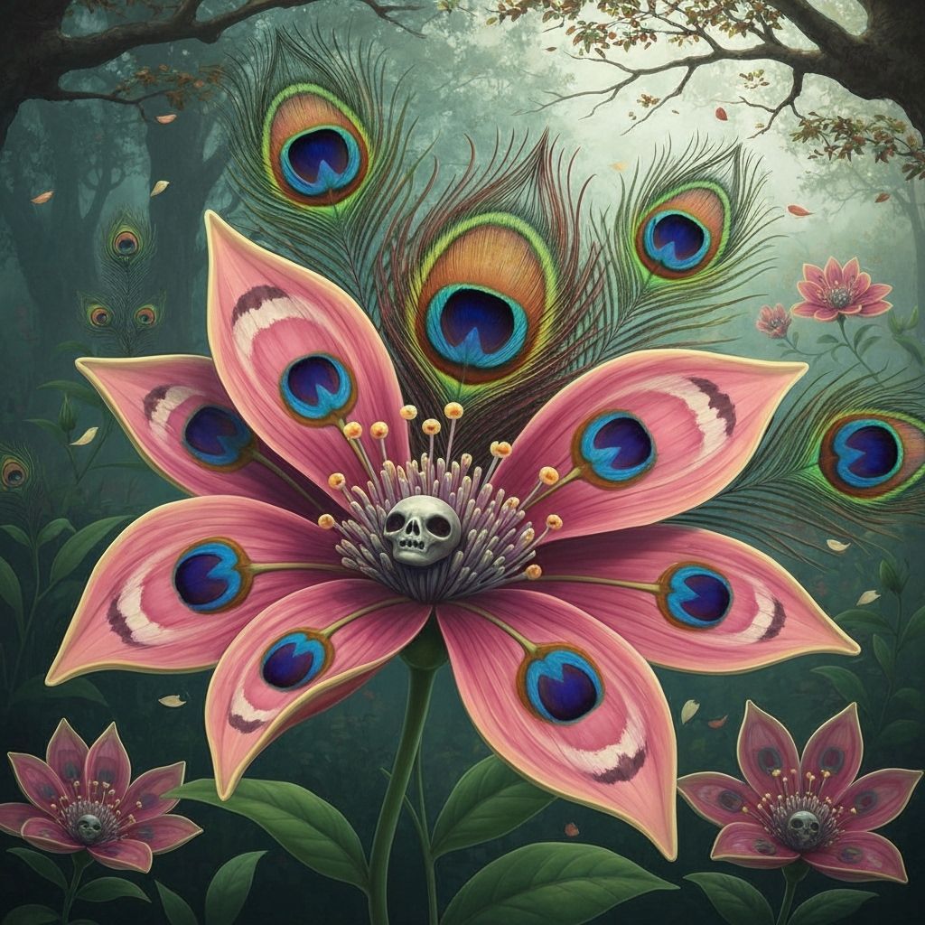 Peacock Feather Flowers in Sci-Fi Springtime