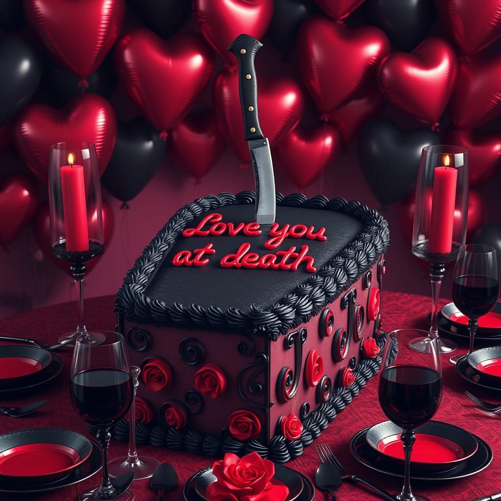 Gothic Dessert Table with Coffin-Shaped Cake