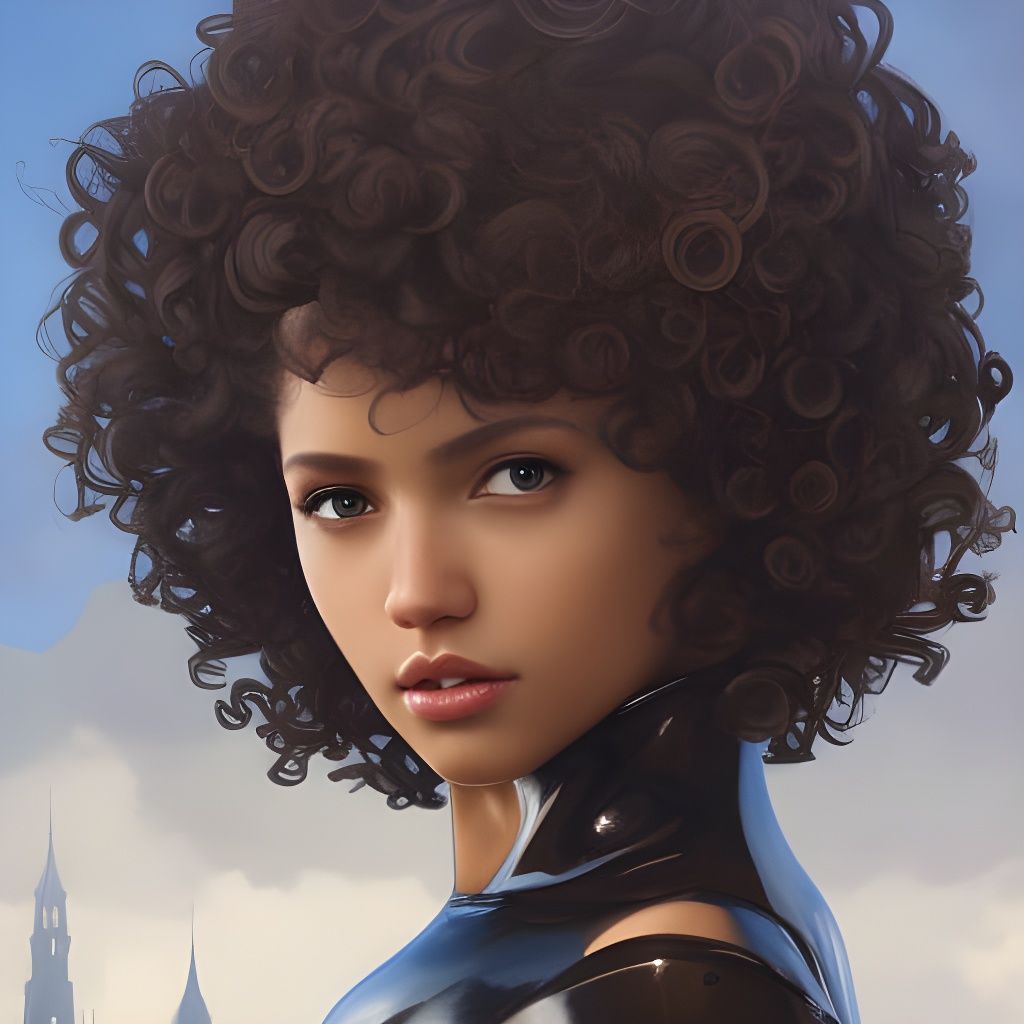 Young Girl in Latex Suit, Hyperdetailed Digital Portrait