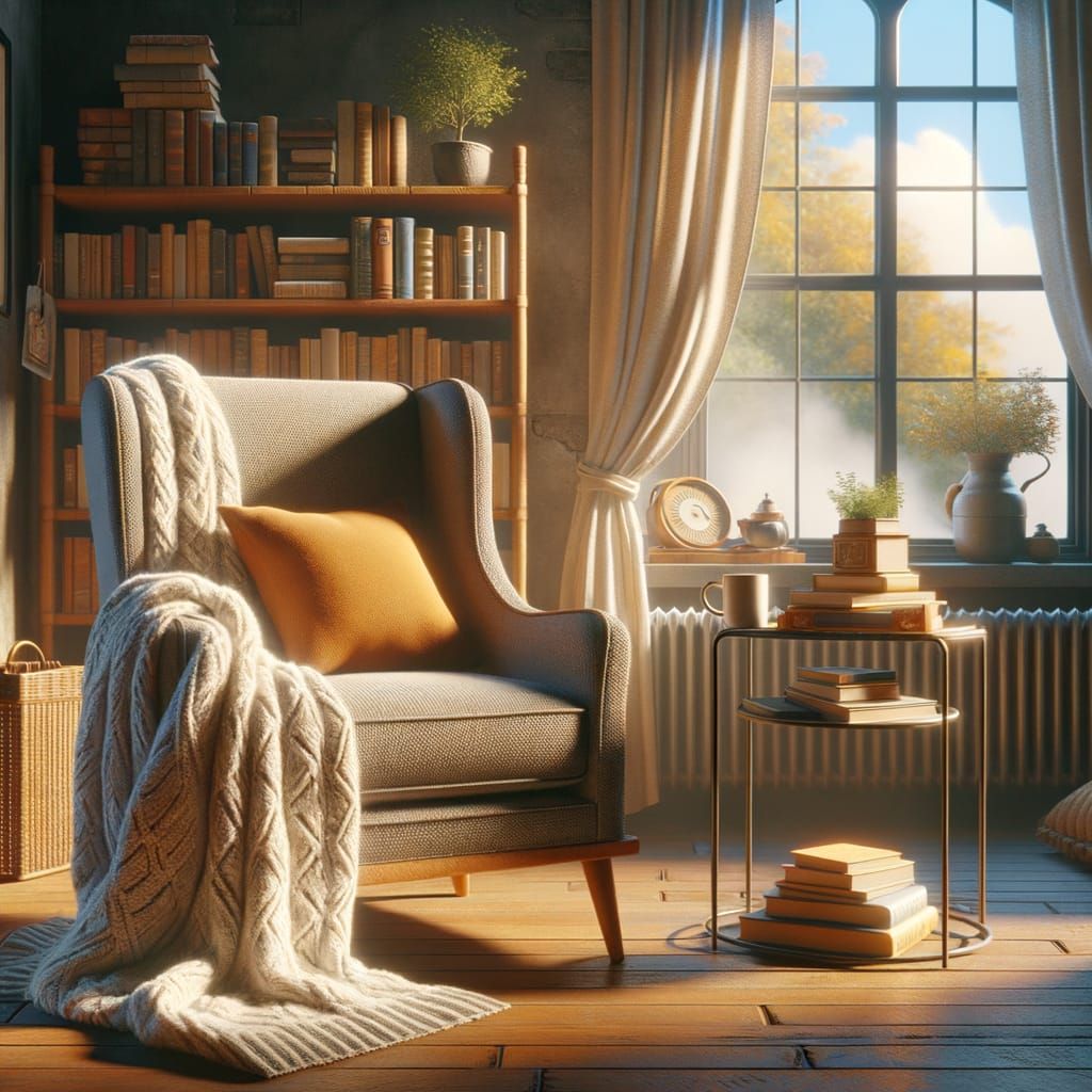 Cozy Library Oasis in Fantasy Concept Art Style