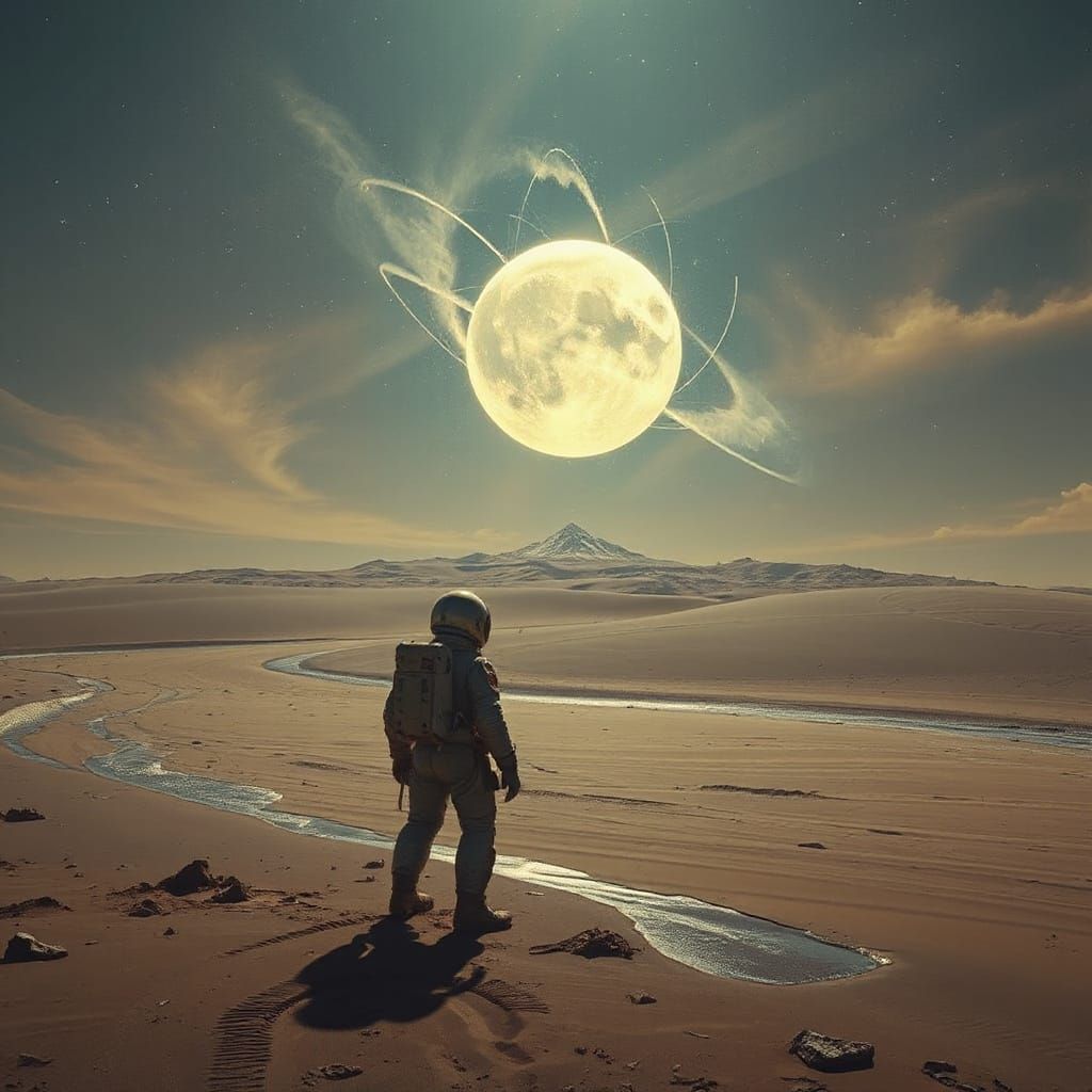 Astronaut Discovering Alien Portal: Matte Painting