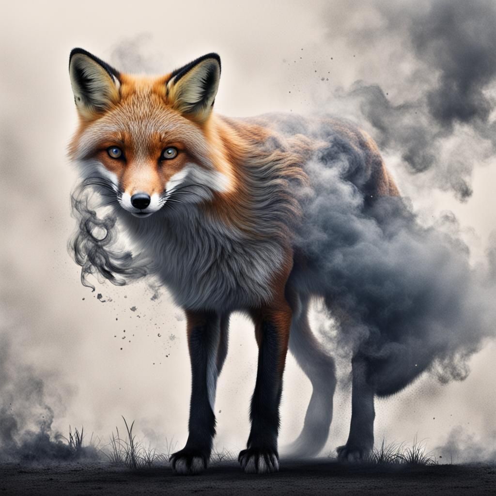 A fox made of smoke