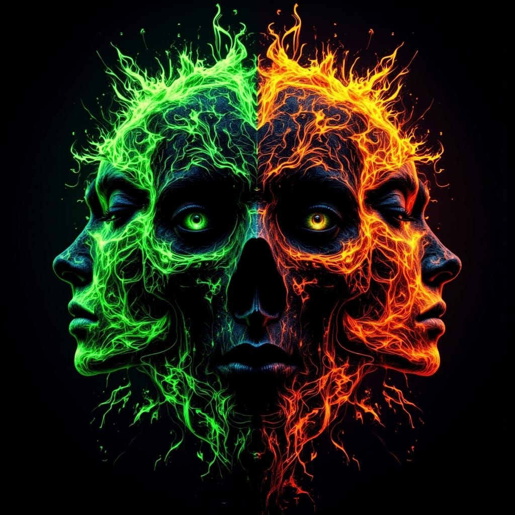 Abstract Neon Clash in High Contrast