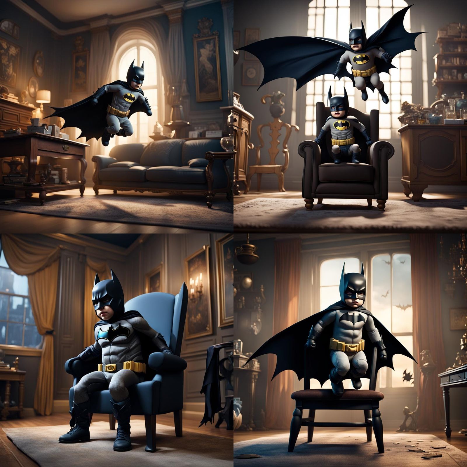 Toddler Batman Leaps into Action: Digital Matte Painting