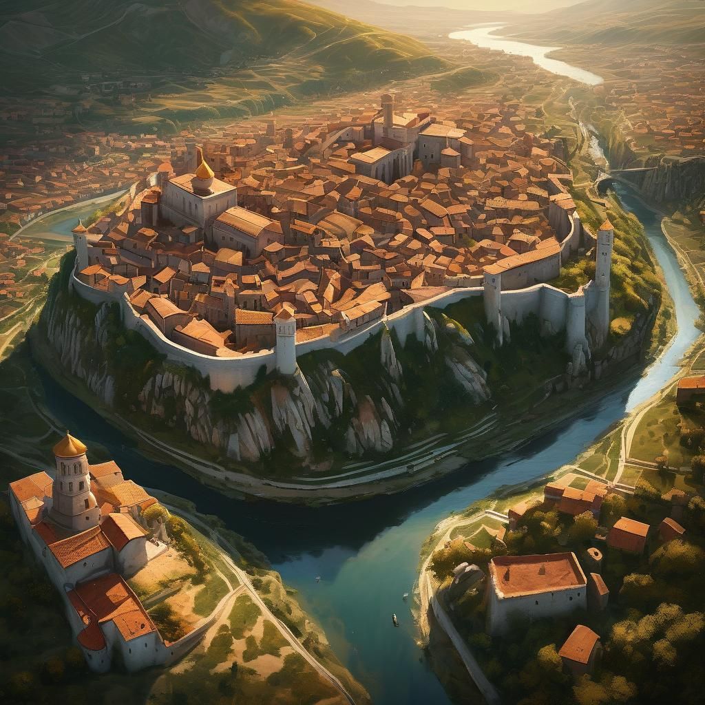 Medieval Byzantine Cityscape in Warm Earth Tones