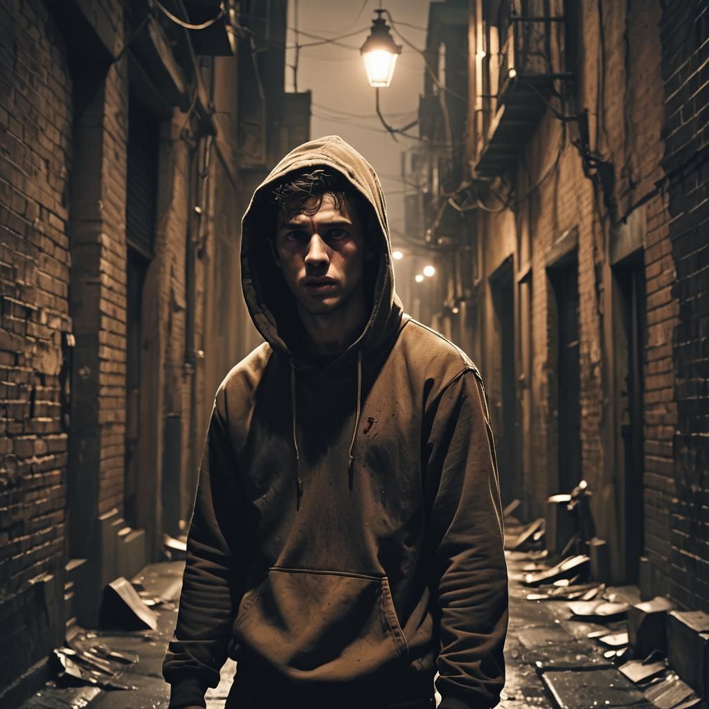 Menacing Figure in Alleyway: A Film Noir Scene