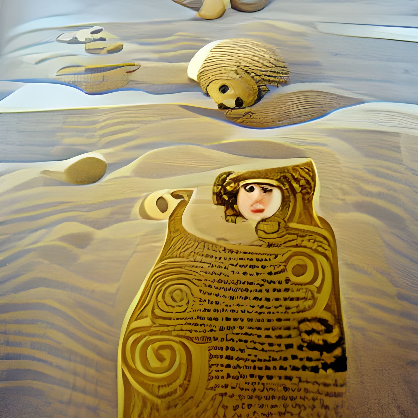 Surreal Desert Swallowed, Storybook Illustration
