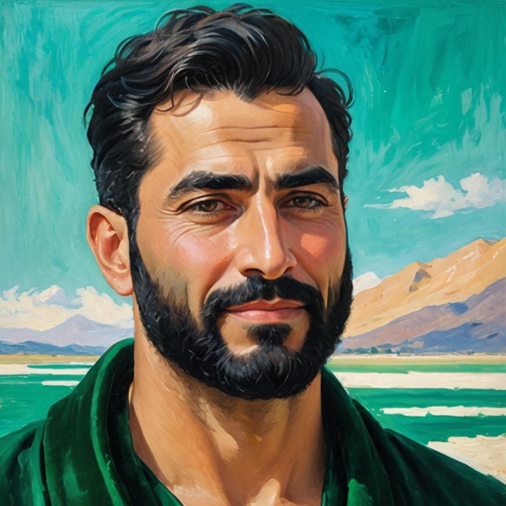 Emerald Robe: Impressionist Portrait in Oil