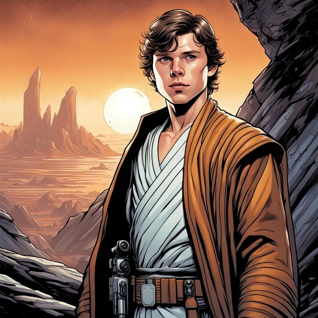 Tom Holland as Luke Skywalker in Comic Book Art