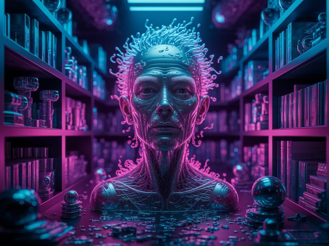 A Form For His Secret Love in Neon Liquid Fire Outline