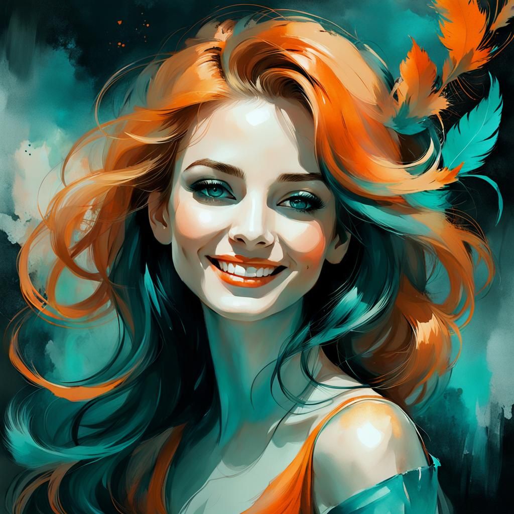 Dreamy Lovestruck Woman Portrait in Grimdark Style