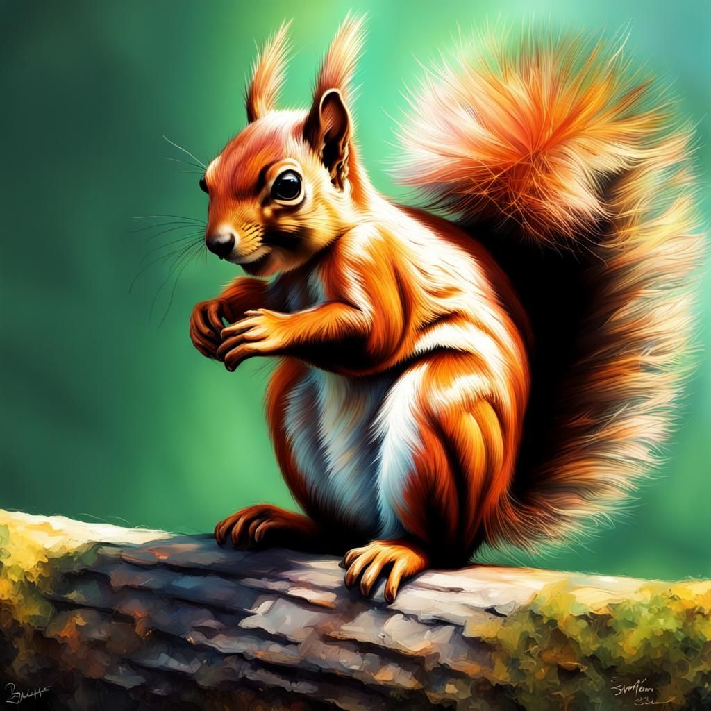 Hyperrealistic Squirrel Splash Art: Detailed and Colorful