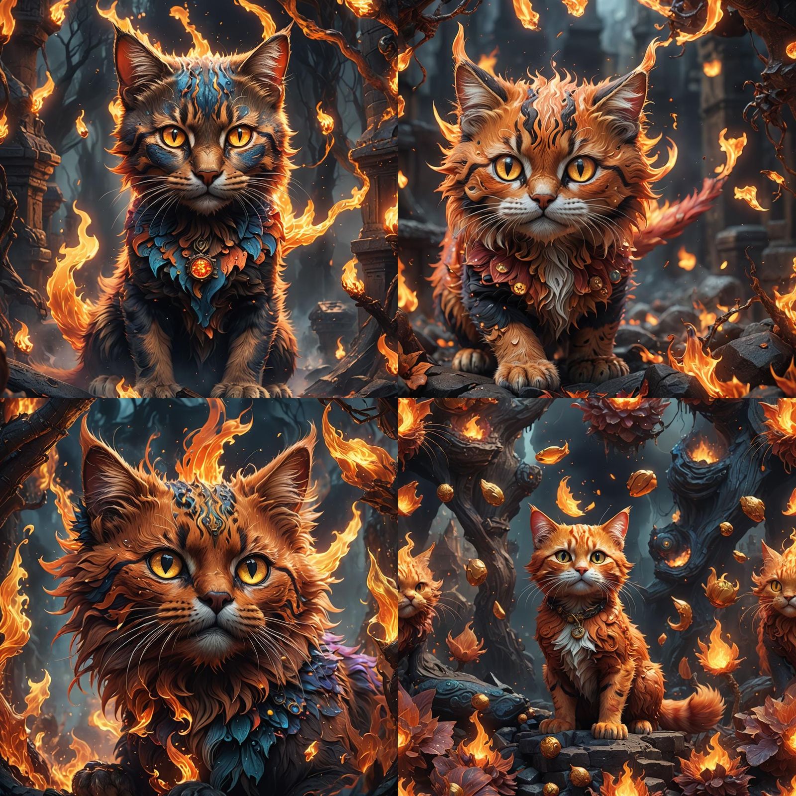 Fiery Feline Fantasy Concept Art