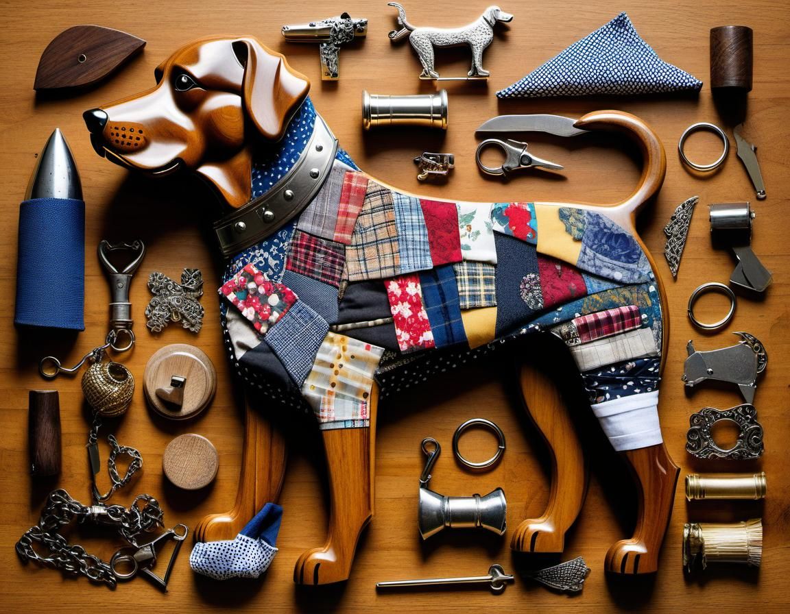 Mixed Media Dog Collage Still Life