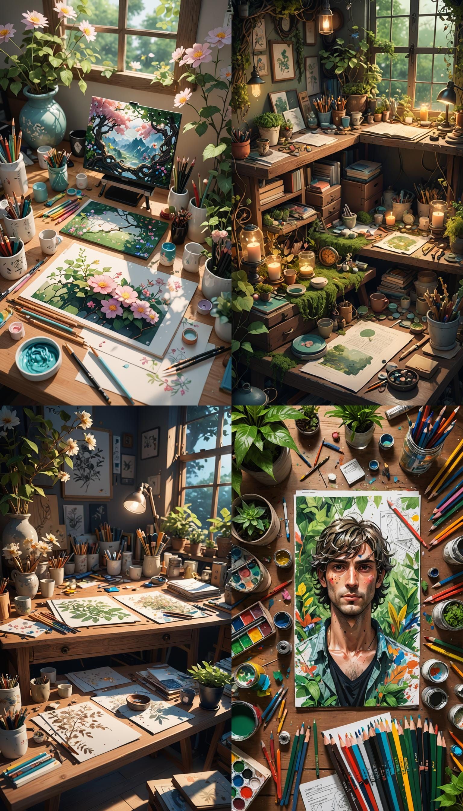 Aesthetic Anime Work Table Still Life in 3D