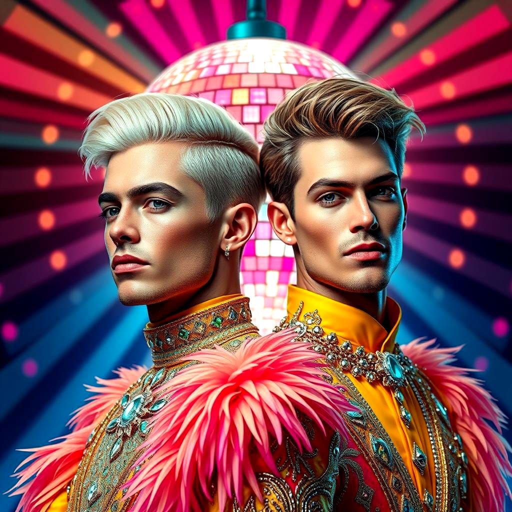 Dazzling Disco Ball Portrait in Art Deco Style