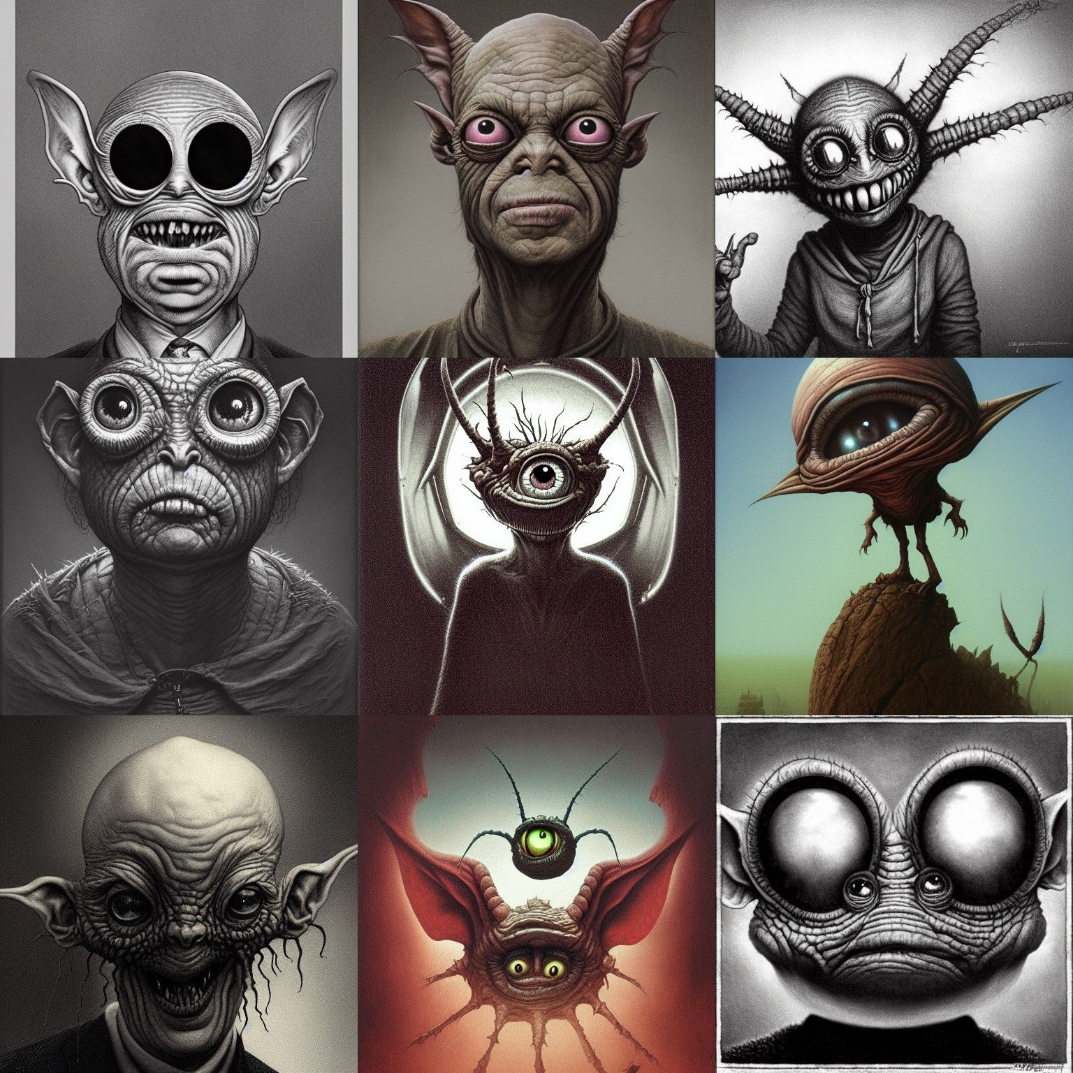 Bug-Eyed Goblin Portrait in Dark Fantasy Style