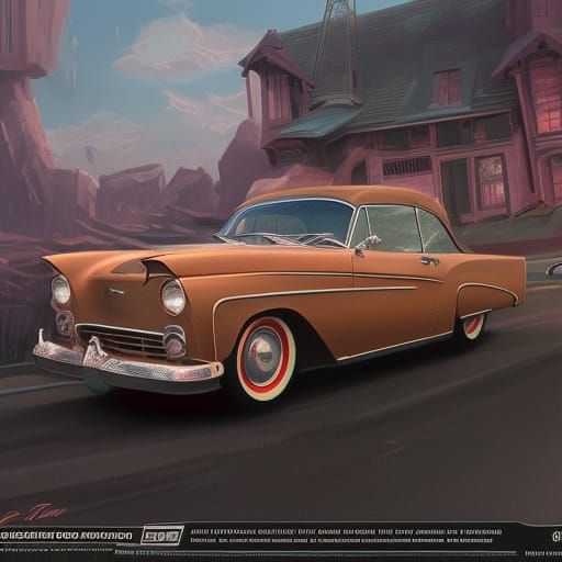 1950s Vintage Car in Detailed Matte Painting