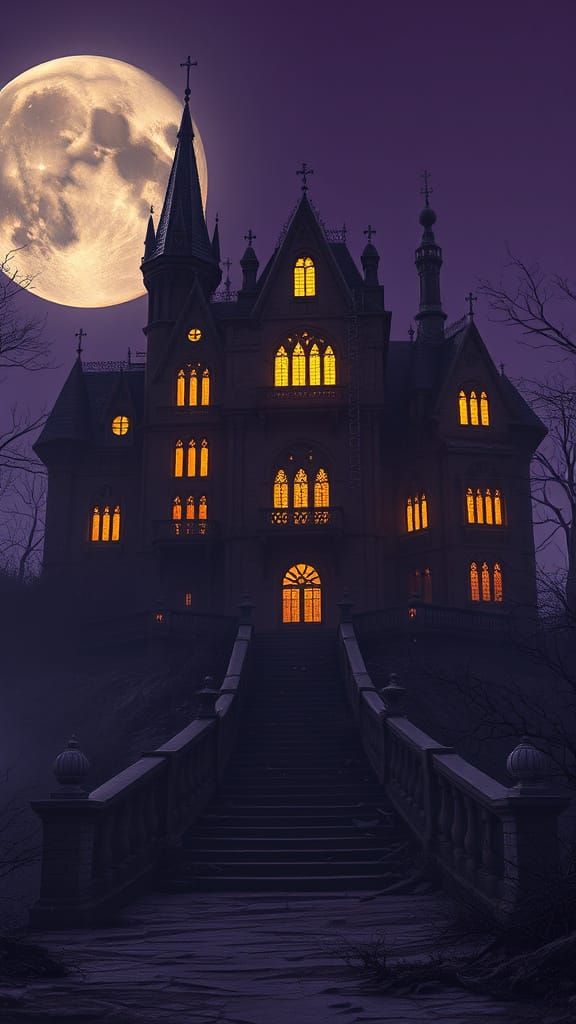 Desolate Gothic Mansion: Dark Fantasy Concept Art